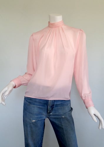 Image of Pink High Collared Blouse