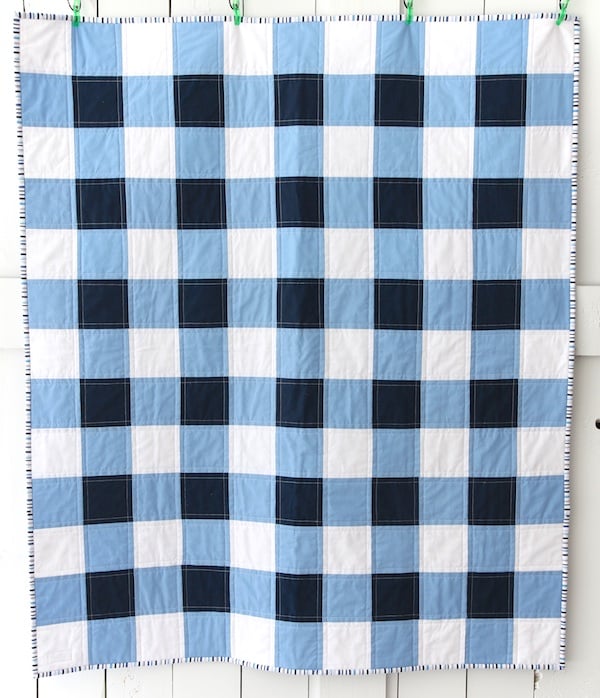 Image of Navy Blue and White Gingham Baby/Child Quilt