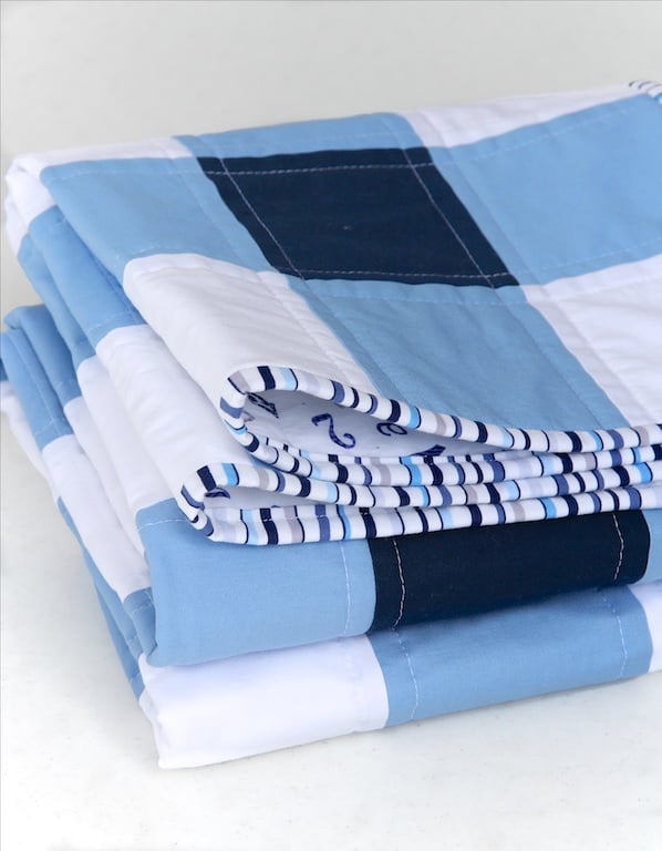 Image of Navy Blue and White Gingham Baby/Child Quilt