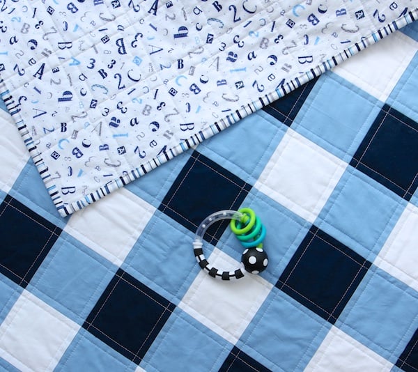 Image of Navy Blue and White Gingham Baby/Child Quilt