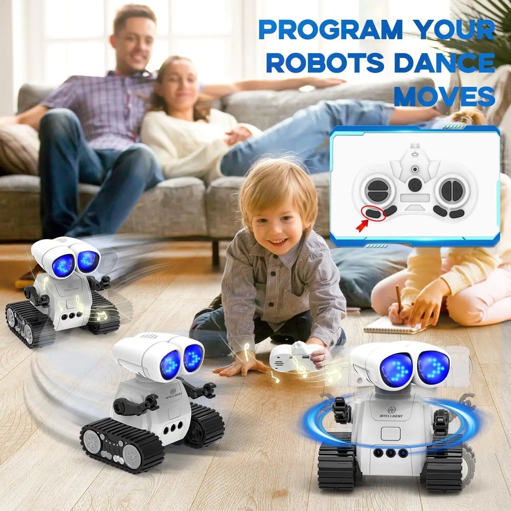 Image of RC Rechargeable Remote Control Robot Toys with Music LED Eyes Walkie Talkie Robot Toys for Kids Boys