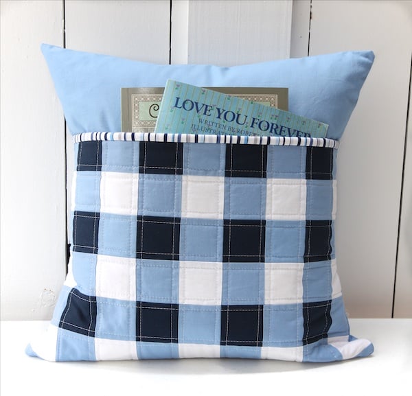 Navy and White Gingham Pillow / Beech Tree Lane Handmade