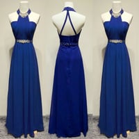 Image 1 of Pretty Royal Blue Hater Long Prom Dress , Prom Gowns, Evening Dresses