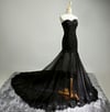 Glam Black Handmade Tulle Prom Gown with Lace Applique, Prom Gowns 