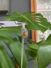 Image 3 of Silver Carnelian & Moss Agate Oval Crystal Necklace