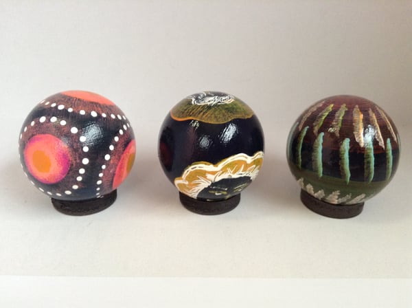 Image of Set of 3 hand painted magnets 17,48,80