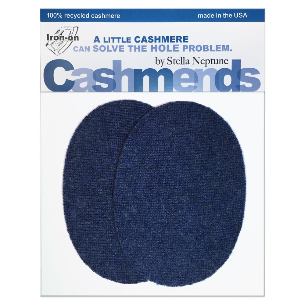 Image of Iron-On Cashmere Elbow Patches  - Heather Blue Ovals - Limited Edition!
