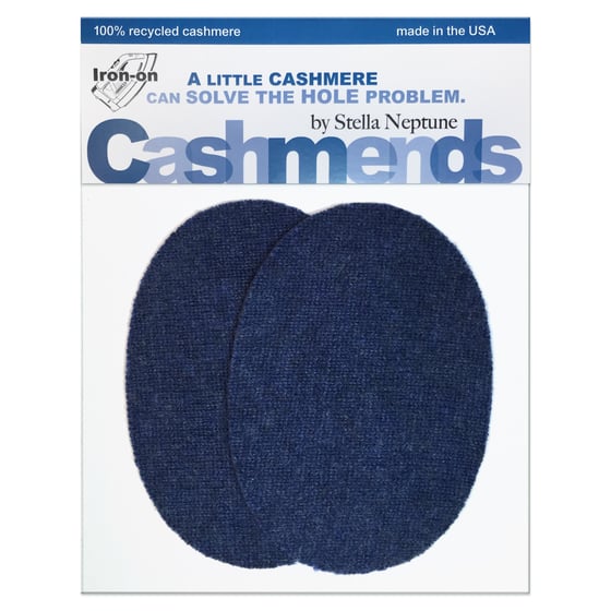 Image of Iron-On Cashmere Elbow Patches  - Heather Blue Ovals - Limited Edition! 