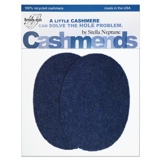Image of Iron-On Cashmere Elbow Patches  - Heather Blue Ovals - Limited Edition!