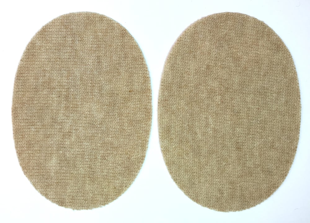 Image of IRON-ON CASHMERE OVAL ELBOW PATCHES - Oatmeal 