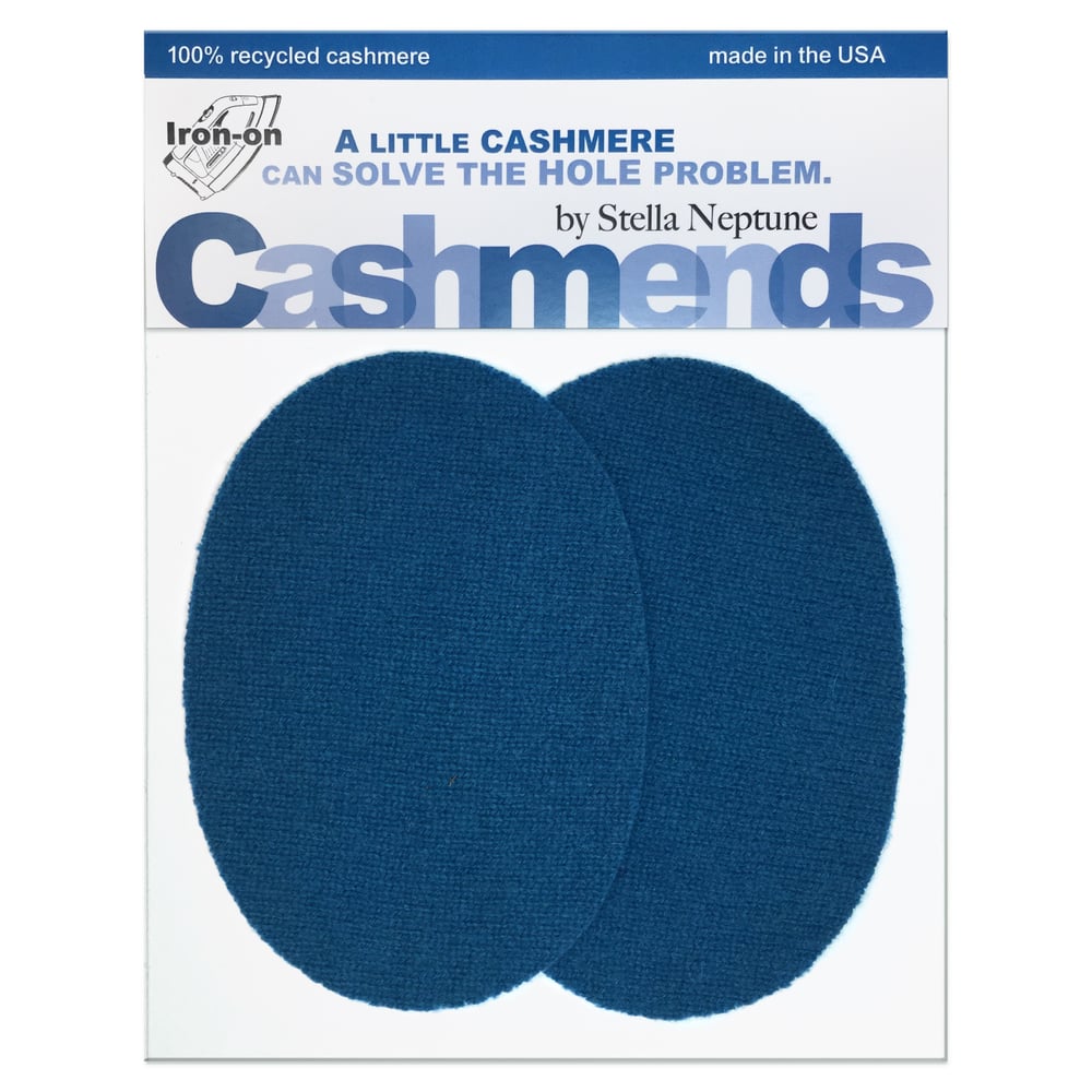 Image of Iron-On Cashmere Elbow Patches  - Dark Turquoise Ovals