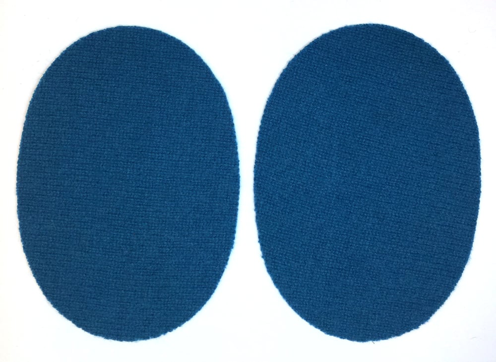 Image of Iron-On Cashmere Elbow Patches  - Dark Turquoise Ovals