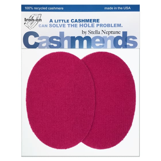 Image of Iron-On Cashmere Elbow Patches - Dark Pink Ovals