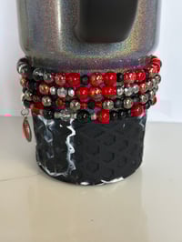 Image 4 of  Midnight Ruby and Black Tumbler Bracelet Stack