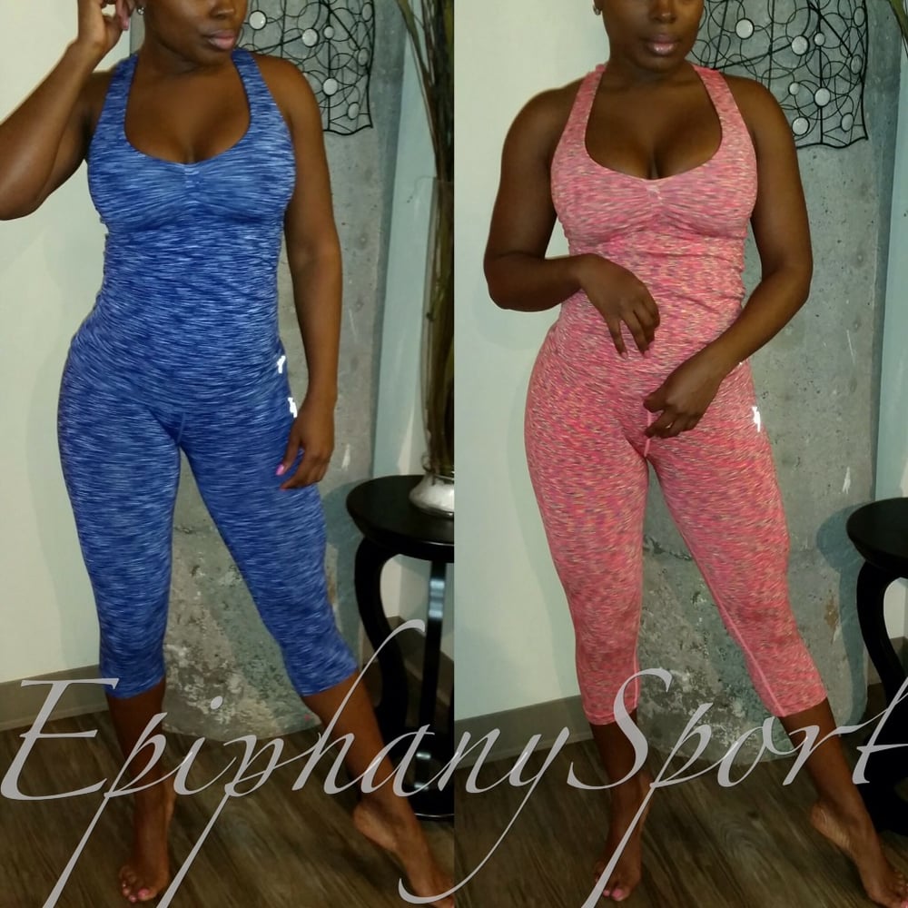 Image of The Jasmin' Fitness Set-**Blue & Coral**