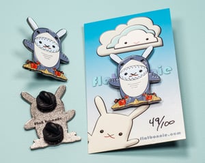 Image of Bunny x Shark enamel pin - Flat Bonnie in her Shark costume