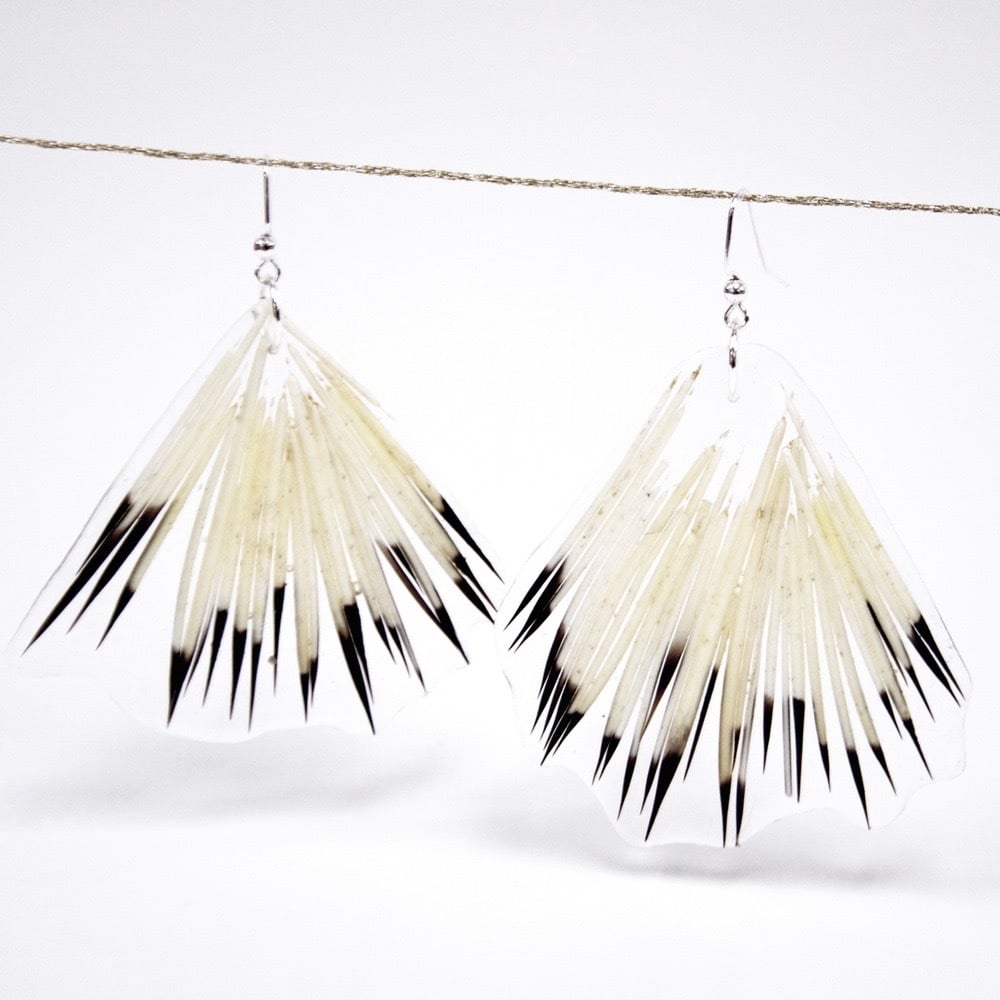 Image of Sealed in Ice Quill Glam Fan Earrings