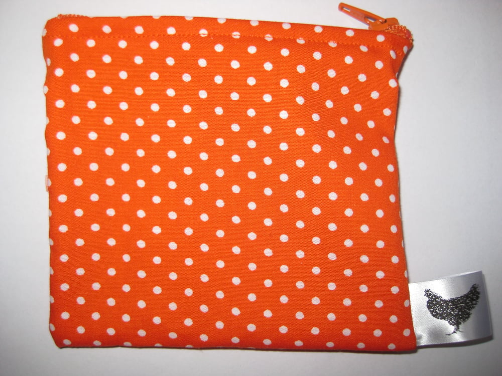 Image of Polka dots on orange (new small pouch)