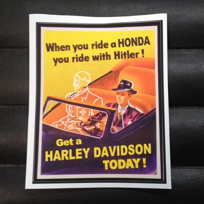Image of When you ride a Honda you ride with Hitler Harley Sticker