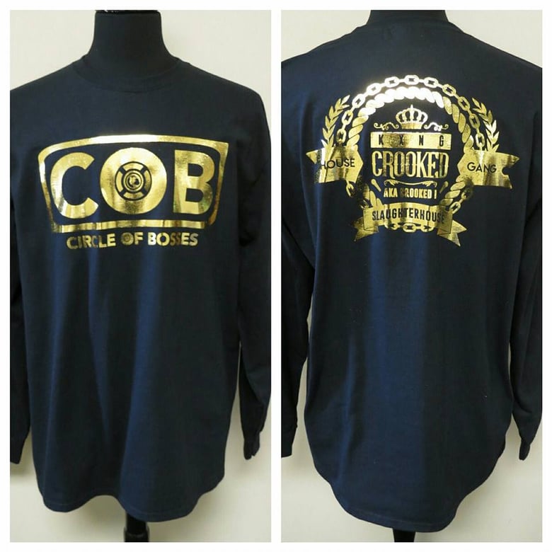 Image of LIMITED EDITION C.O.B KXNG CROOKED GOLD FOIL LONG SLEEVE TEE