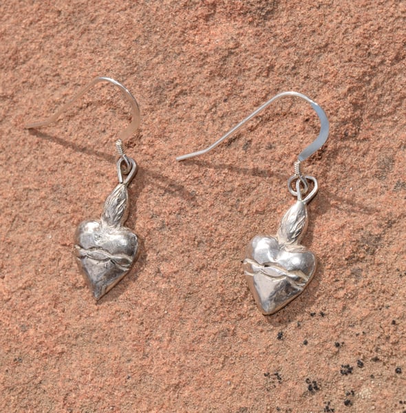 Image of Sacred Heart Repousse Earrings