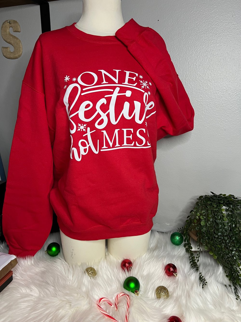 One festive Hot mess Crewneck 