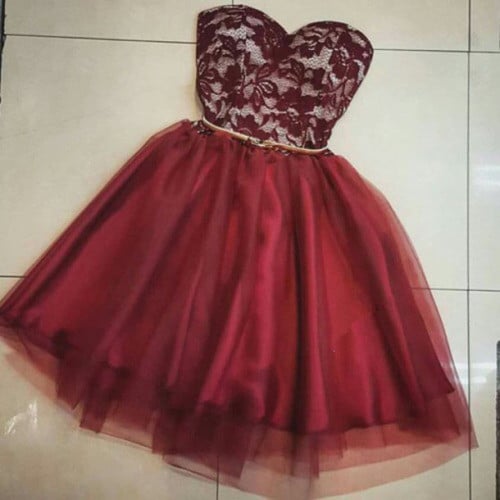 Cute Short Tulle Prom Dress with Lace Applique, Homecoming Dresses ...