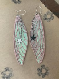 Image 3 of Pink Iridescent Cicada Wing Earrings