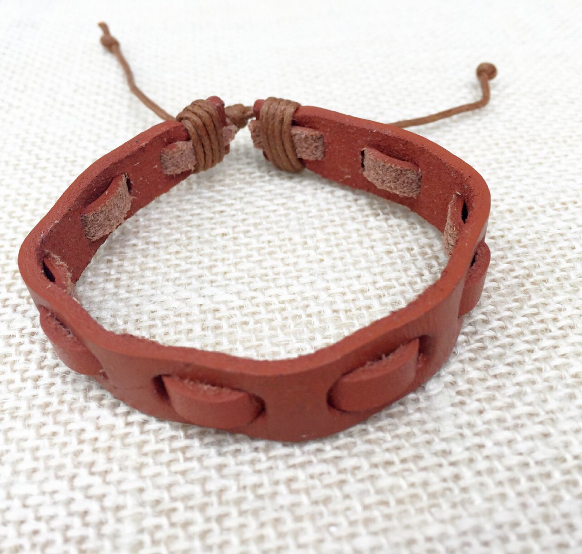 Mens tan leather bracelet Clearance