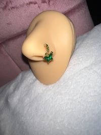 Green butterfly dangly nosehoop