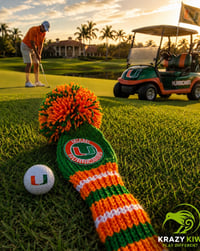 Image 5 of Miami Hurricanes custom Golf Club Cover hand knit logo College football fan  gift
