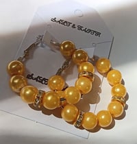 Image 2 of Yellow & Silver Hooped Earrings 