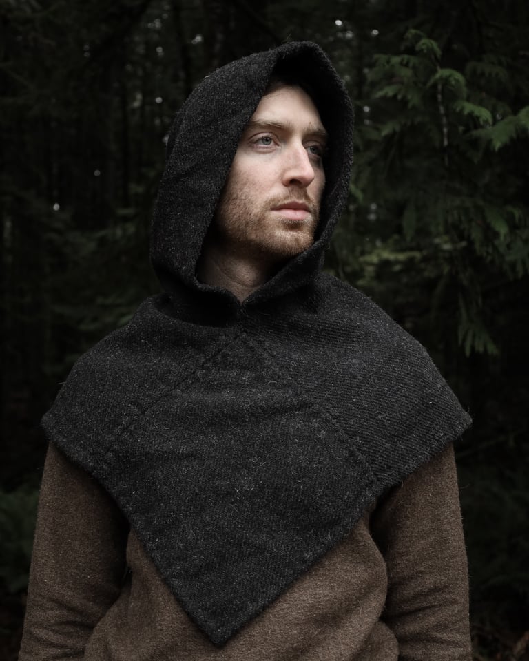 Medieval Hood - Heavyweight Charcoal Twill