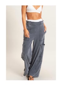 Image 3 of Mineral Wash Wide Leg Cargo Pants