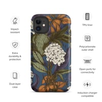 Image 3 of Art Nouveau Inspired Blue, Orange and White Boho Hippie Floral Sketch Tough Case for iPhone®