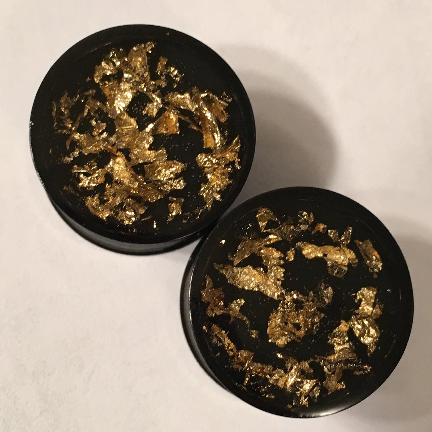 Image of Black & Gold Flake Plugs (sizes 0g-2")