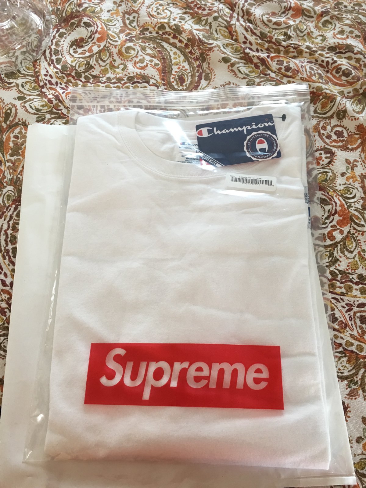 supreme x champion ls tee white