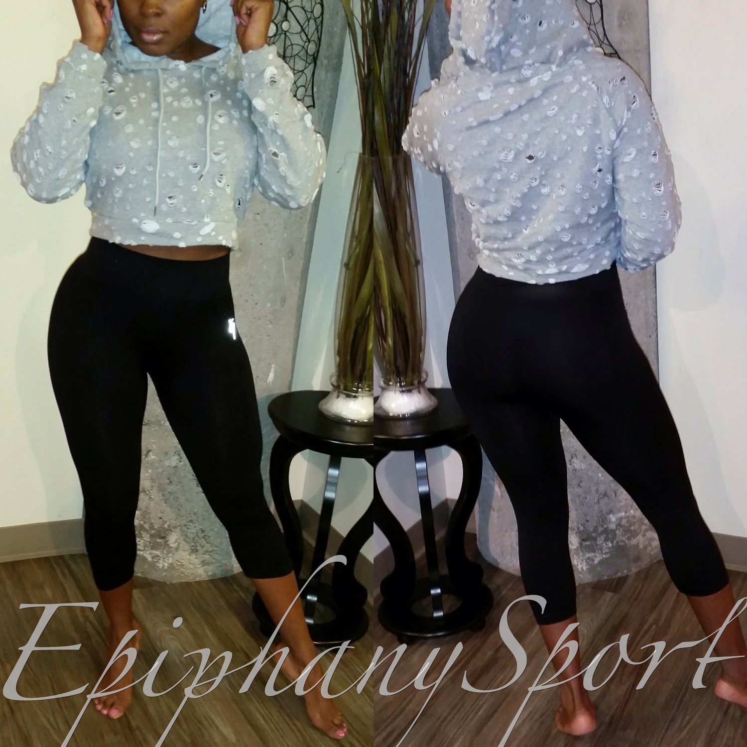 Image of The Dist. Hoodie(White) & The Monica Fitness Pant(Black)*Separates*