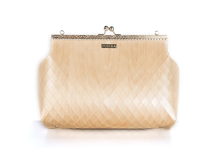 Image of BAG IN WOOD SOPHIA - SIZE M AND L - WHITE COLOR