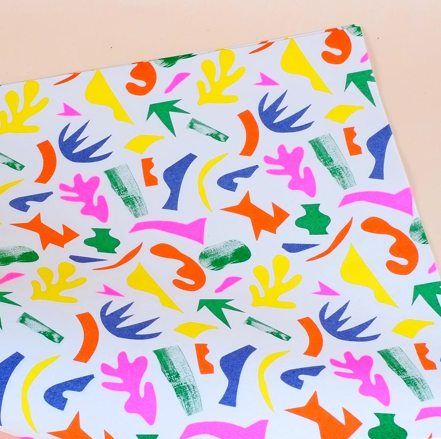Image of Paper Cut Riso Printed Wrapping Paper