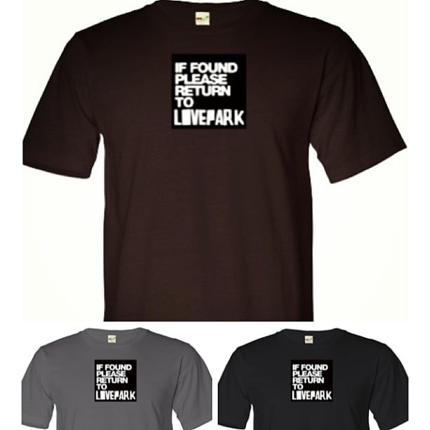 Image of "IF FOUND PLEASE RETURN TO LOVE PARK" LOVECREEM ORIGINAL SKATEWAX T-SHIRT
