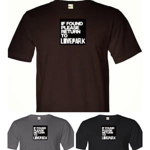 Image of "IF FOUND PLEASE RETURN TO LOVE PARK" LOVECREEM ORIGINAL SKATEWAX T-SHIRT