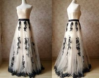 Image 1 of Lovely Light Champagne Tulle Long Prom Gown with Lace Applique, Prom Dresses