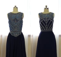 Image 2 of Charming Navy Blue Long Beaded Prom Dress 2017, Prom Gowns, Party Dresses