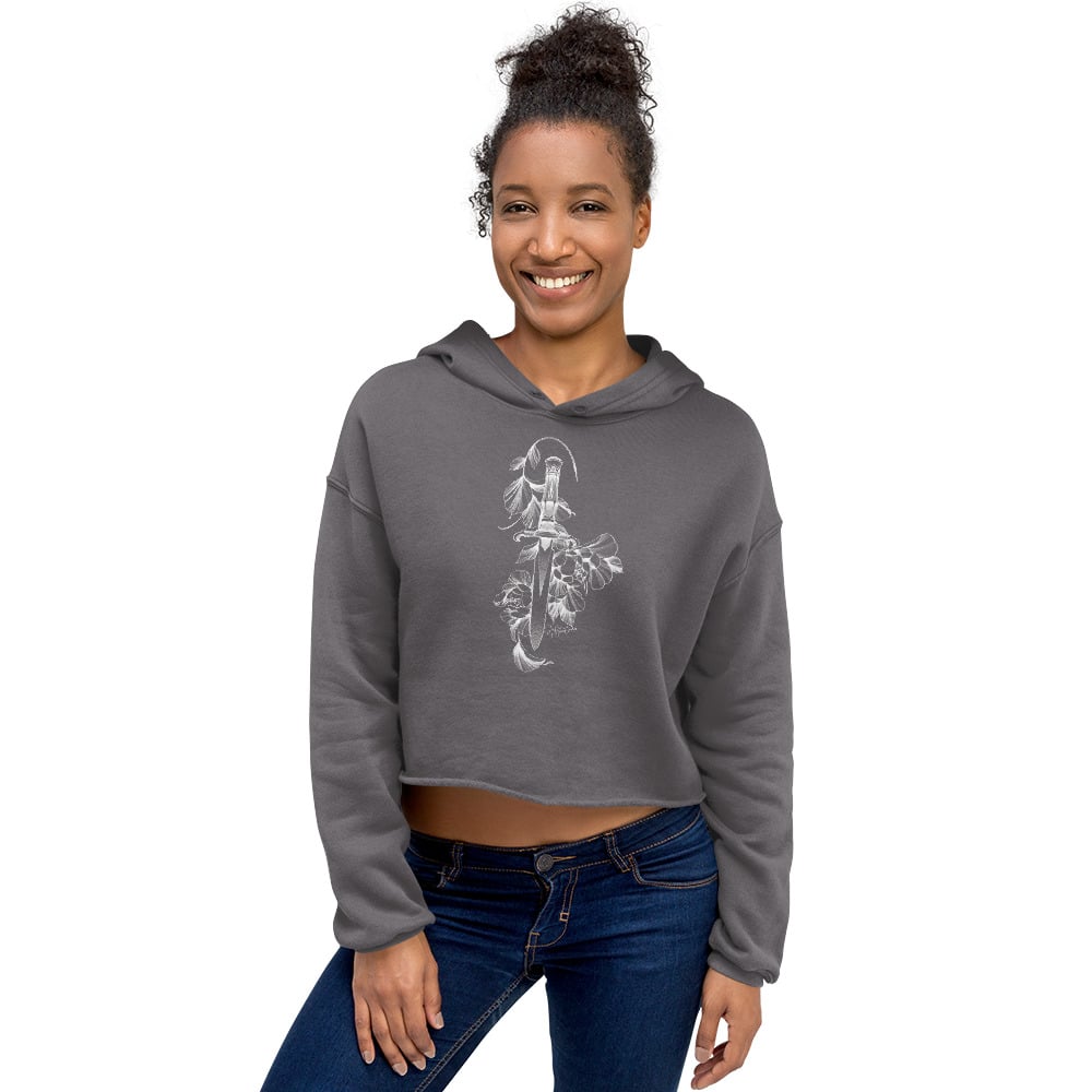 Image of Floral Dagger - Crop Hoodie