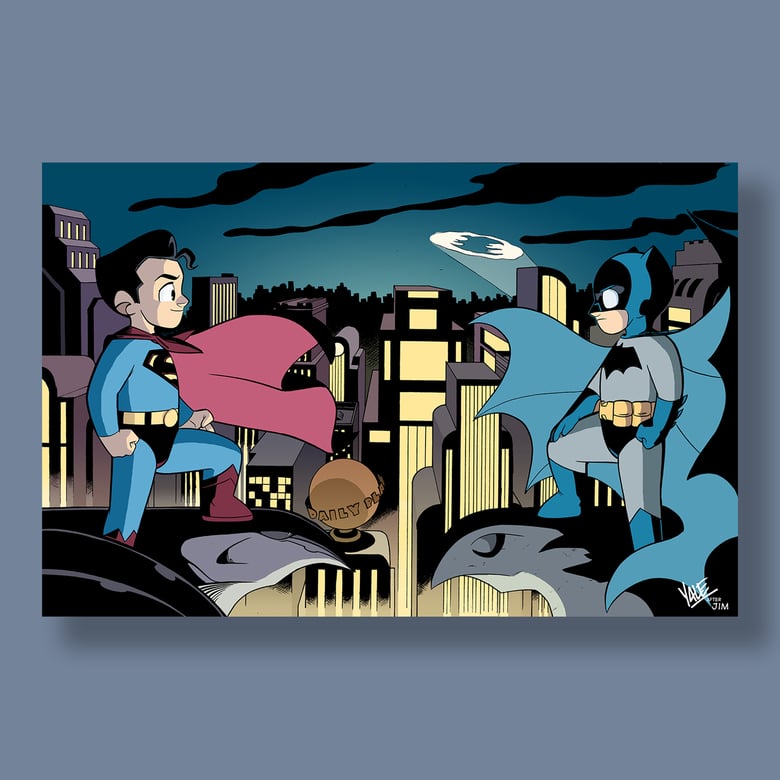 Image of Batman/Superman Jim Lee Parody, 11"x17" Signed Print [ONLINE EXCLUSIVE]