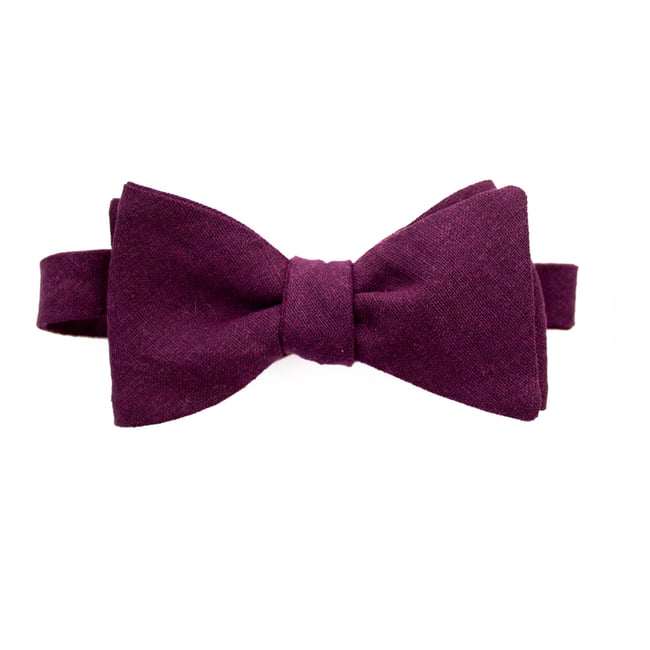 Eggplant Linen Bow Tie