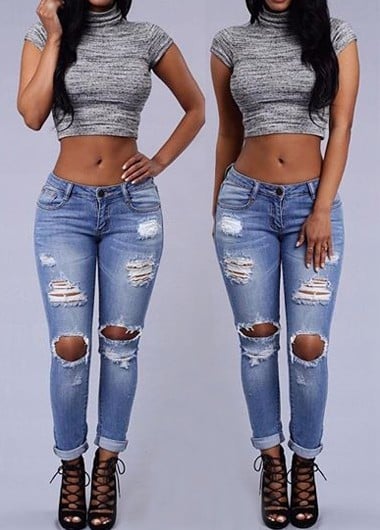 Image of Ripped Blue Jeans 