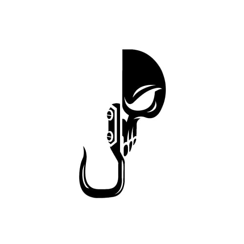 Image of PunisherJeeps Skull Hook Decal - 6"x4"