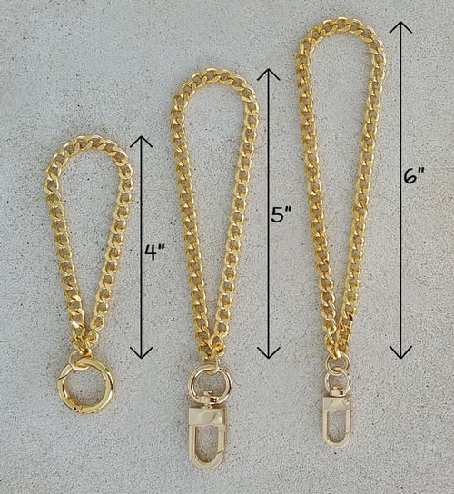 Image of GOLD or NICKEL Chain Wrist Strap - Mini Classy Curb Diamond Cut - 1/4" Wide - Choose Size & Hook
